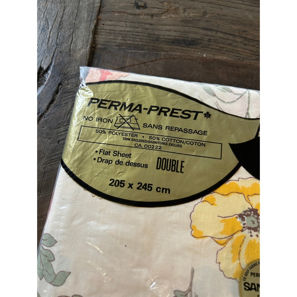 Vintage Sears Floral Double Flat Sheet NOS Cottagecore Bedding Bohemian Pastels - Picture 5 of 5